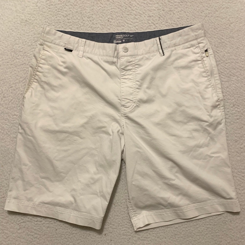 Nike Golf Modern Fit Dri-FIT Shorts Mens 36x9 Zip White 725710-100 (STAINS)